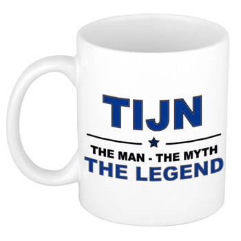 Naam cadeau mok/ beker Tijn The man, The myth the legend 300 ml - Naam mokken