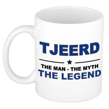 Naam cadeau mok/ beker Tjeerd The man, The myth the legend 300 ml - Naam mokken