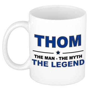 Naam cadeau mok/ beker Thom The man, The myth the legend 300 ml - Naam mokken