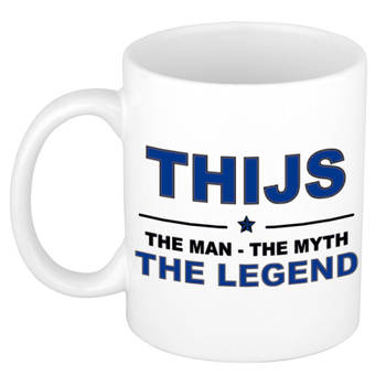 Naam cadeau mok/ beker Thijs The man, The myth the legend 300 ml - Naam mokken