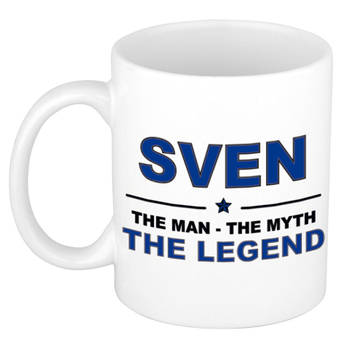 Naam cadeau mok/ beker Sven The man, The myth the legend 300 ml - Naam mokken