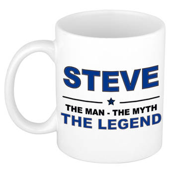 Naam cadeau mok/ beker Steve The man, The myth the legend 300 ml - Naam mokken
