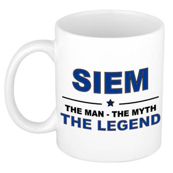 Naam cadeau mok/ beker Siem The man, The myth the legend 300 ml - Naam mokken