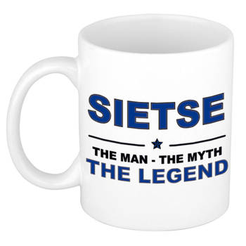 Naam cadeau mok/ beker Sietse The man, The myth the legend 300 ml - Naam mokken