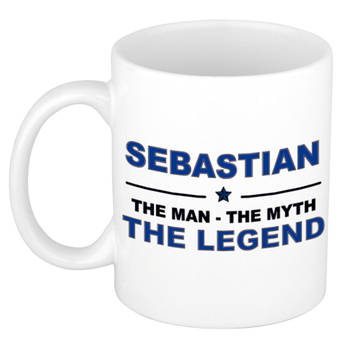 Naam cadeau mok/ beker Sebastian The man, The myth the legend 300 ml - Naam mokken