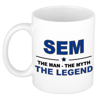 Naam cadeau mok/ beker Sem The man, The myth the legend 300 ml - Naam mokken