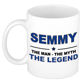 Naam cadeau mok/ beker Semmy The man, The myth the legend 300 ml - Naam mokken