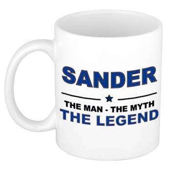 Naam cadeau mok/ beker Sander The man, The myth the legend 300 ml - Naam mokken