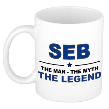 Naam cadeau mok/ beker Seb The man, The myth the legend 300 ml - Naam mokken