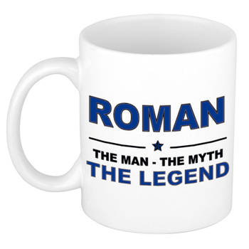 Naam cadeau mok/ beker Roman The man, The myth the legend 300 ml - Naam mokken