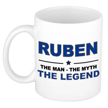 Naam cadeau mok/ beker Ruben The man, The myth the legend 300 ml - Naam mokken