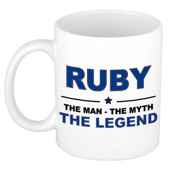 Naam cadeau mok/ beker Ruby The man, The myth the legend 300 ml - Naam mokken