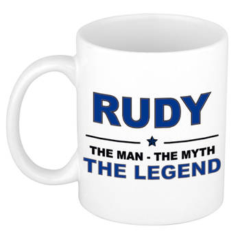 Naam cadeau mok/ beker Rudy The man, The myth the legend 300 ml - Naam mokken