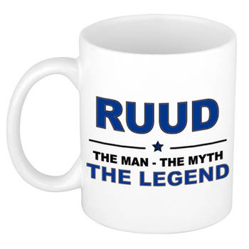Naam cadeau mok/ beker Ruud The man, The myth the legend 300 ml - Naam mokken