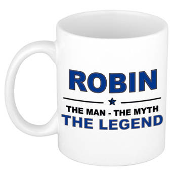 Naam cadeau mok/ beker Robin The man, The myth the legend 300 ml - Naam mokken
