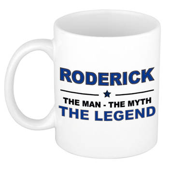 Naam cadeau mok/ beker Roderick The man, The myth the legend 300 ml - Naam mokken