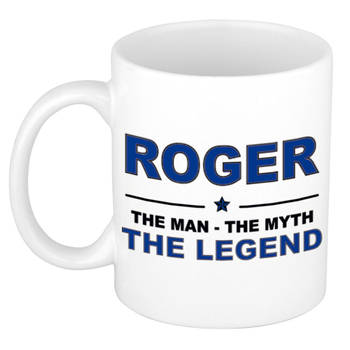 Naam cadeau mok/ beker Roger The man, The myth the legend 300 ml - Naam mokken