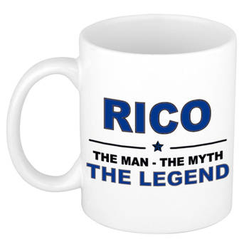 Naam cadeau mok/ beker Rico The man, The myth the legend 300 ml - Naam mokken