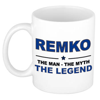 Naam cadeau mok/ beker Remko The man, The myth the legend 300 ml - Naam mokken