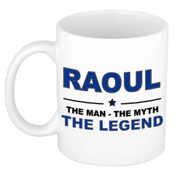 Naam cadeau mok/ beker Raoul The man, The myth the legend 300 ml - Naam mokken