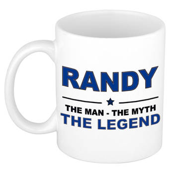 Naam cadeau mok/ beker Randy The man, The myth the legend 300 ml - Naam mokken