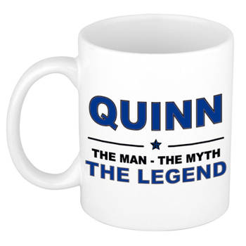 Naam cadeau mok/ beker Quinn The man, The myth the legend 300 ml - Naam mokken