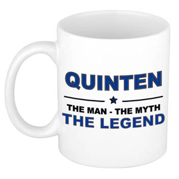 Naam cadeau mok/ beker Quinten The man, The myth the legend 300 ml - Naam mokken