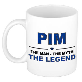 Naam cadeau mok/ beker Pim The man, The myth the legend 300 ml - Naam mokken