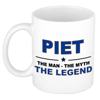 Naam cadeau mok/ beker Piet The man, The myth the legend 300 ml - Naam mokken