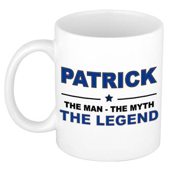 Naam cadeau mok/ beker Patrick The man, The myth the legend 300 ml - Naam mokken