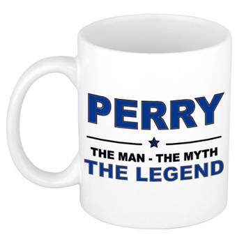 Naam cadeau mok/ beker Perry The man, The myth the legend 300 ml - Naam mokken
