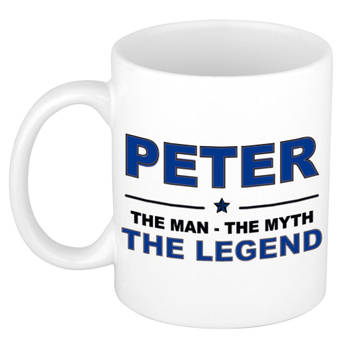 Naam cadeau mok/ beker Peter The man, The myth the legend 300 ml - Naam mokken