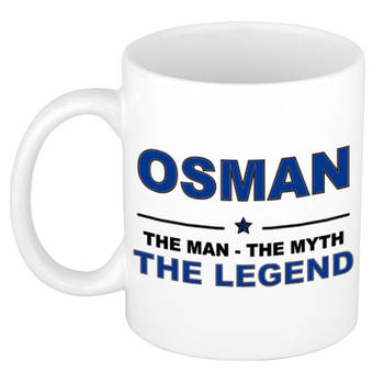 Naam cadeau mok/ beker Osman The man, The myth the legend 300 ml - Naam mokken