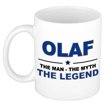 Naam cadeau mok/ beker Olaf The man, The myth the legend 300 ml - Naam mokken