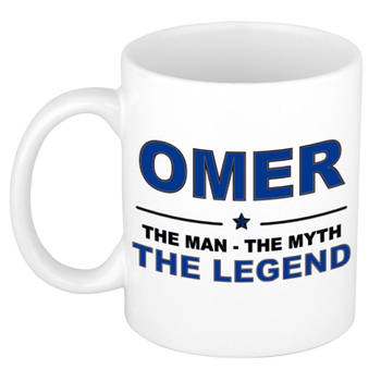 Naam cadeau mok/ beker Omer The man, The myth the legend 300 ml - Naam mokken