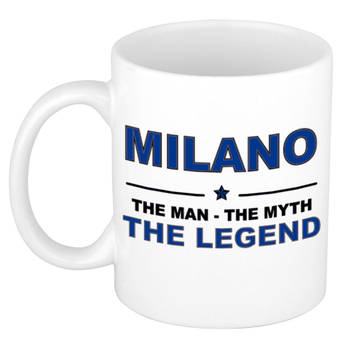 Naam cadeau mok/ beker Milano The man, The myth the legend 300 ml - Naam mokken