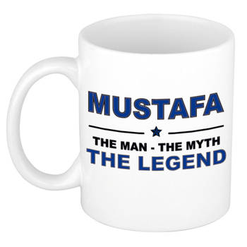 Naam cadeau mok/ beker Mustafa The man, The myth the legend 300 ml - Naam mokken