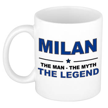 Naam cadeau mok/ beker Milan The man, The myth the legend 300 ml - Naam mokken