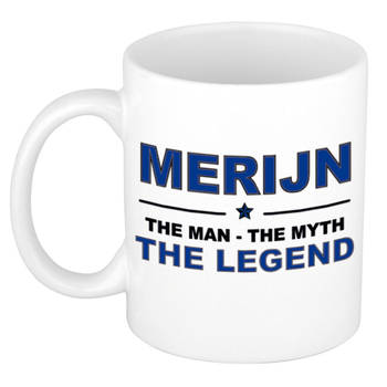 Naam cadeau mok/ beker Merijn The man, The myth the legend 300 ml - Naam mokken