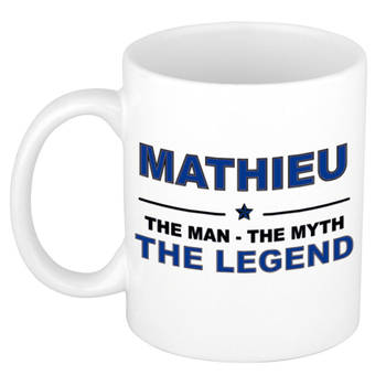 Naam cadeau mok/ beker Mathieu The man, The myth the legend 300 ml - Naam mokken