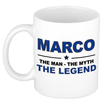 Naam cadeau mok/ beker Marco The man, The myth the legend 300 ml - Naam mokken