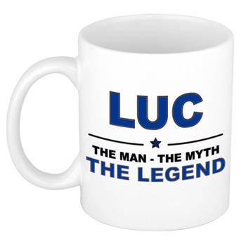 Naam cadeau mok/ beker Luc The man, The myth the legend 300 ml - Naam mokken