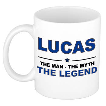 Naam cadeau mok/ beker Lucas The man, The myth the legend 300 ml - Naam mokken