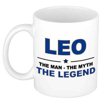 Naam cadeau mok/ beker Leo The man, The myth the legend 300 ml - Naam mokken