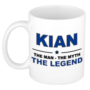 Naam cadeau mok/ beker Kian The man, The myth the legend 300 ml - Naam mokken