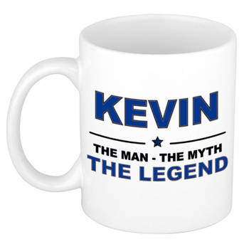 Naam cadeau mok/ beker Kevin The man, The myth the legend 300 ml - Naam mokken