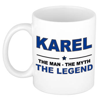 Naam cadeau mok/ beker Karel The man, The myth the legend 300 ml - Naam mokken