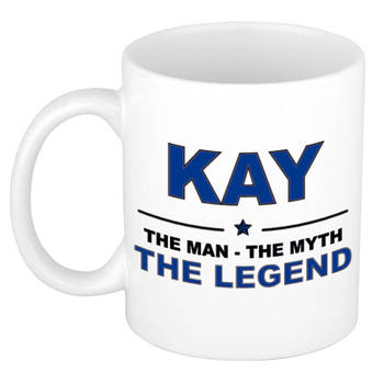 Naam cadeau mok/ beker Kay The man, The myth the legend 300 ml - Naam mokken