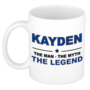 Naam cadeau mok/ beker Kayden The man, The myth the legend 300 ml - Naam mokken