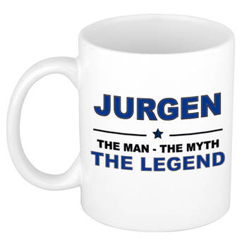 Naam cadeau mok/ beker Jurgen The man, The myth the legend 300 ml - Naam mokken